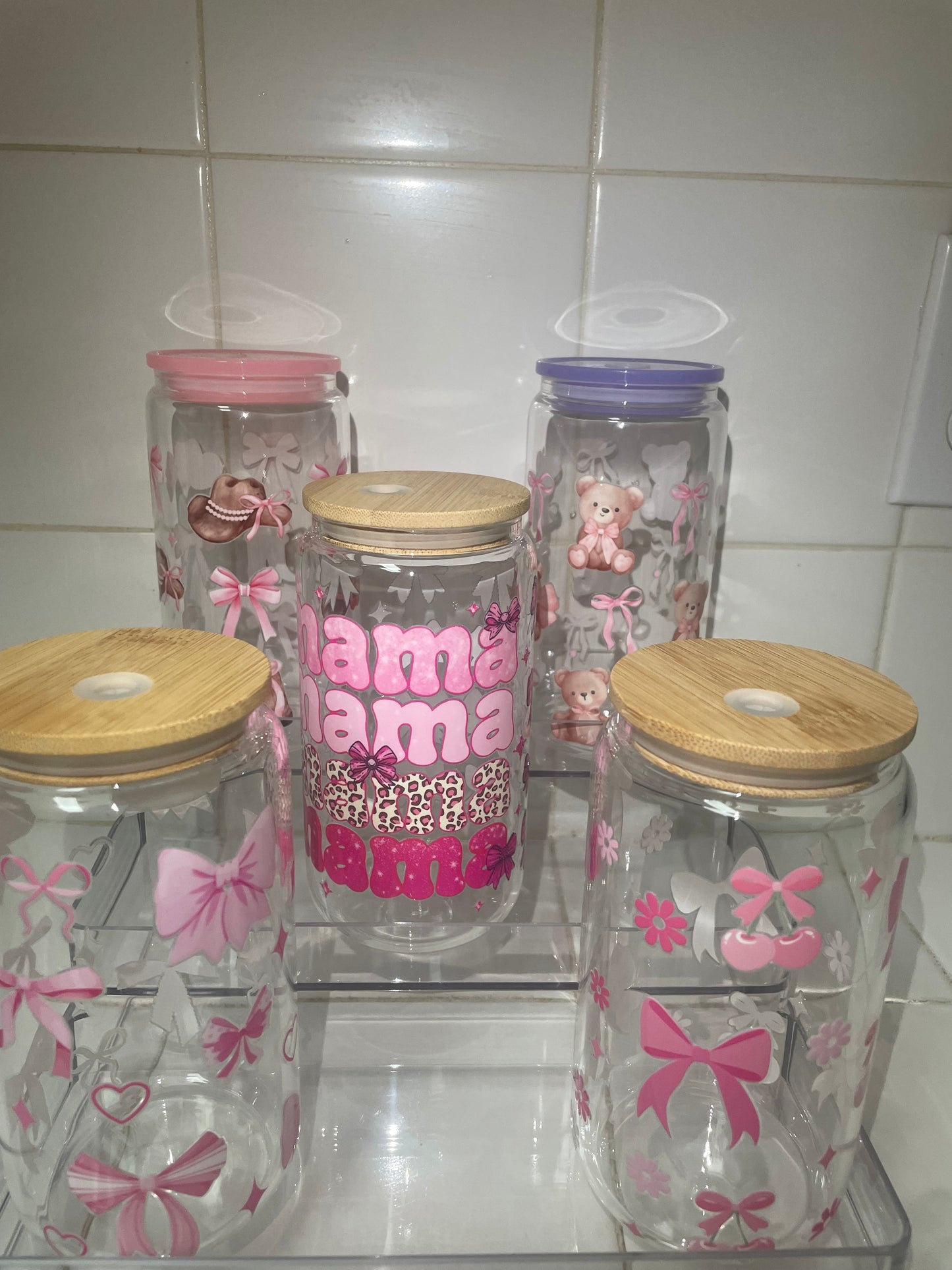 Bow 16oz glass cups