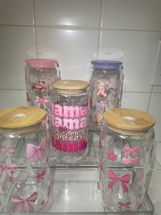 Bow 16oz glass cups