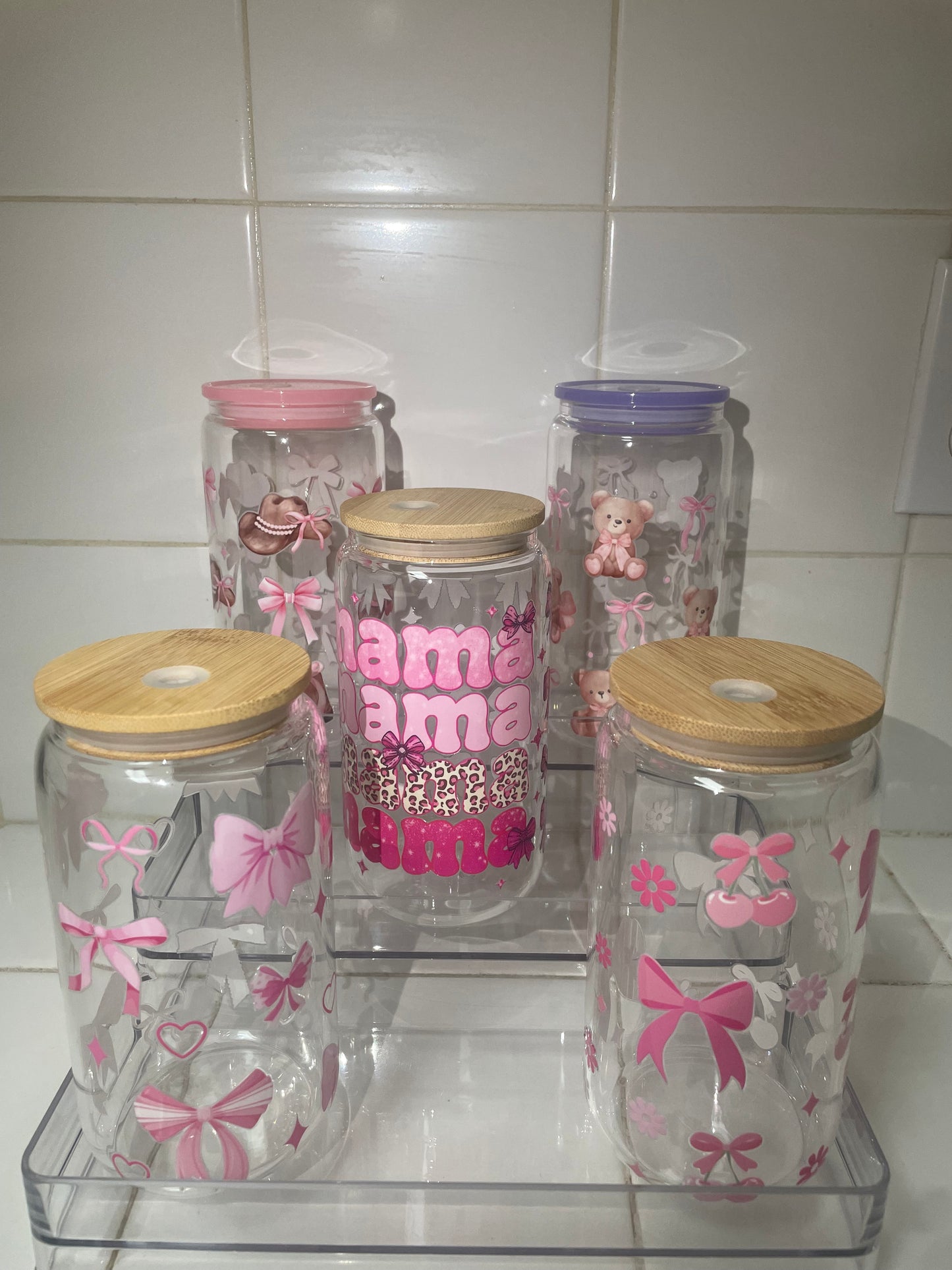Bow 16oz glass cups